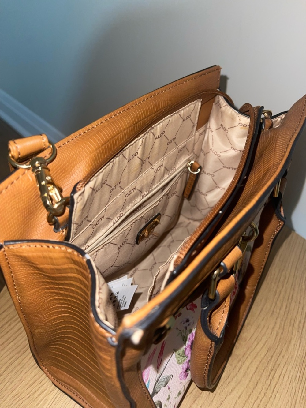 Boho-Floral Leather Satchel | Top Handle Bag | Crossbody - Picture 5 of 9